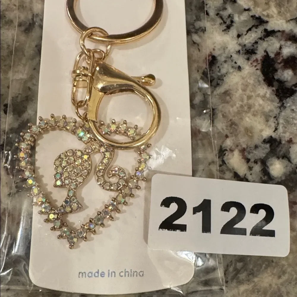2121‎ Rhinestone Heart Key Ring, Bag Charm